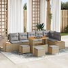 vidaXL Set Divano da Giardino 10 pcs Beige polyrattan