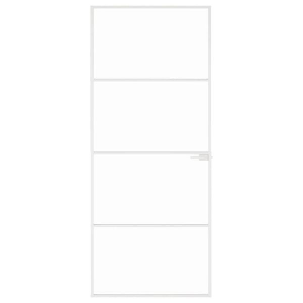 vidaXL Porta Interna Bianca 83x201,5 cm Vetro Temperato Alluminio Slim