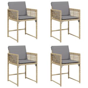 vidaXL Sedie da Giardino con Cuscini 4 pz Beige Misto in Polyrattan