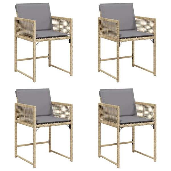 vidaXL Sedie da Giardino con Cuscini 4 pz Beige Misto in Polyrattan