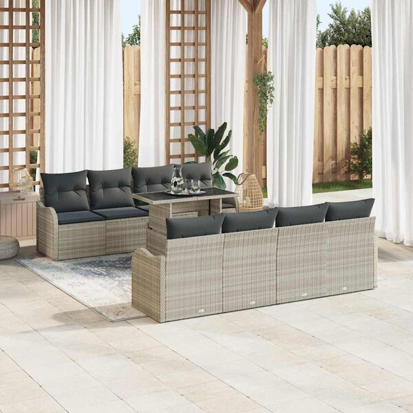 vidaXL Set Divano da Giardino 7 pcs Grigio chiaro polyrattan