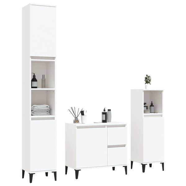 vidaXL Set di Mobili da Bagno 3 pz Bianco in Legno Multistrato