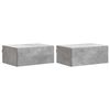 vidaXL Mobiletto da notte a muro con cassetto 2 pcs Grigio Cemento
