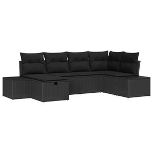 vidaXL Set Divano da Giardino con cuscino 6 pcs Nero polyrattan