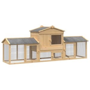 vidaXL Pollaio 3 pcs Marrone Pino massello