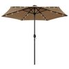 vidaXL Ombrellone con Luci a LED e Palo Alluminio 270 cm Tortora