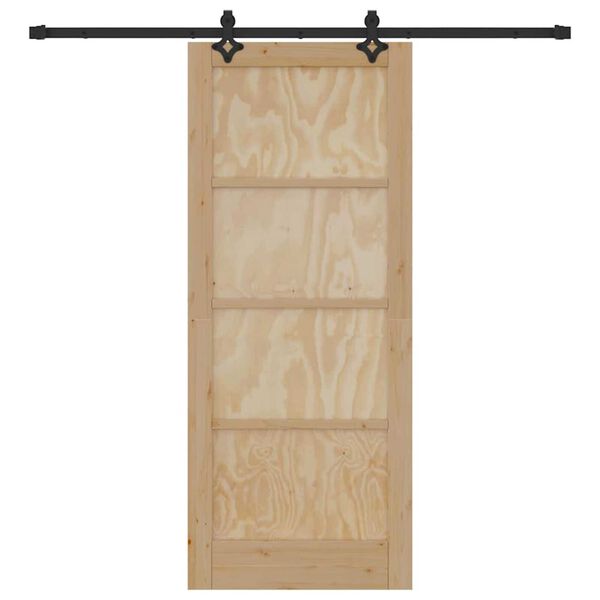 vidaXL Porta scorrevole Naturale e Nero 83 x 202 cm Pino massello