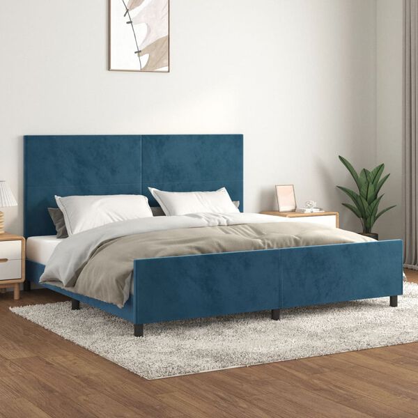 vidaXL Giroletto senza Materasso Blu Scuro 200x200 cm in Velluto
