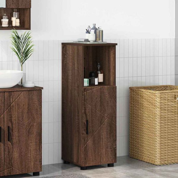 vidaXL Mobile da Bagno con porta Rovere Marrone 30 x 35 x 95 cm