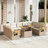 vidaXL Set Divani da Giardino 11 pz con Cuscini Beige in Polyrattan