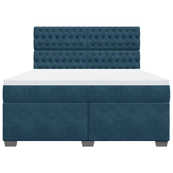 vidaXL Giroletto a Molle con Materasso Blu 180x200 cm in Velluto