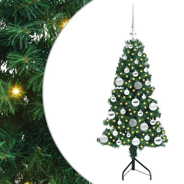 vidaXL Albero di Natale Artificiale Angolare con 150 LED Verde 120 cm
