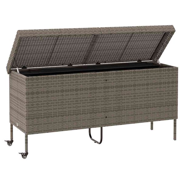 vidaXL Contenitore da Giardino con Ruote Grigio 160x55x75cm Polyrattan