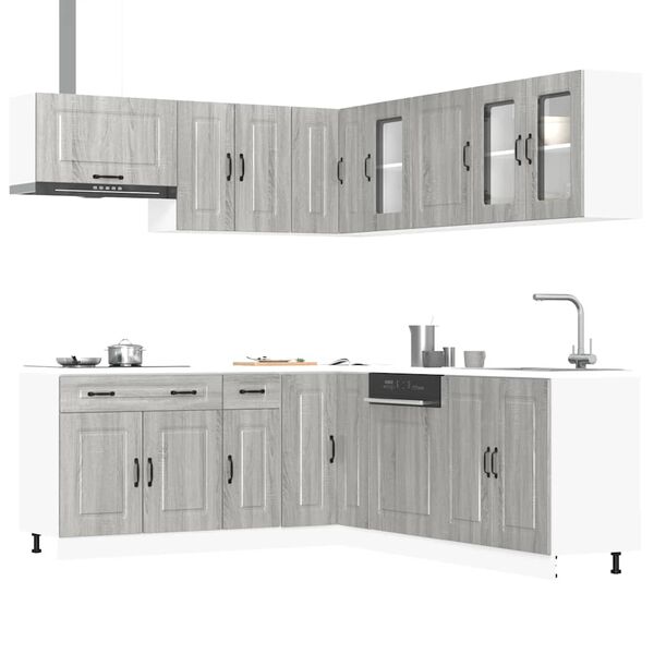 vidaXL Set Mobili da Cucina 11 pz Kalmar Grigio Sonoma in Truciolato