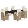 vidaXL Set da Pranzo da Giardino 7 pz con Cuscini Beige in Polyrattan
