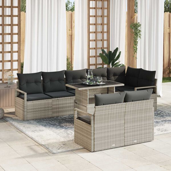 vidaXL Set Divano da Giardino 9 pcs Grigio chiaro Poly Rattan