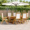 vidaXL Set Pranzo da Giardino 7 pz Crema in Tessuto e Legno Massello