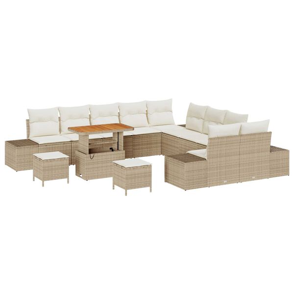 vidaXL Set Divano da Giardino con cuscino 13 pcs Beige polyrattan