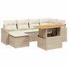 vidaXL Set Divani da Giardino 7 pz con Cuscini Beige in Polyrattan
