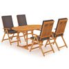 vidaXL Set da Pranzo da Giardino 5 pz con Cuscini Grigi Legno di Teak