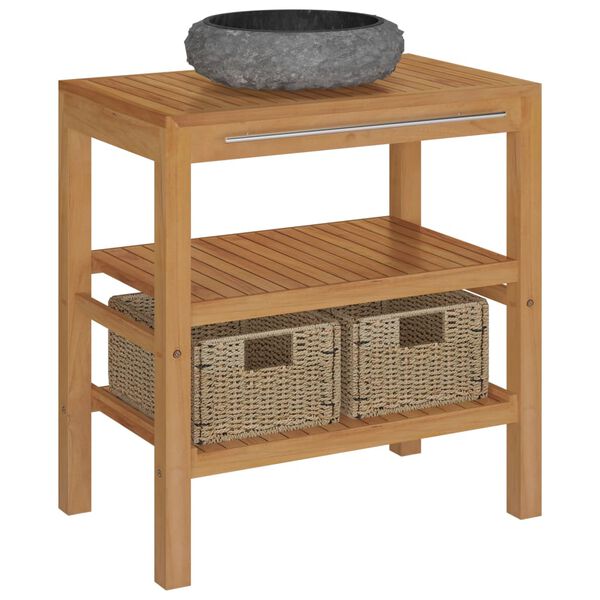 vidaXL Armadietto da Bagno in Legno di Teak con Lavabo in Marmo Nero