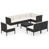 vidaXL Set Divani da Giardino 9 pz con Cuscini in Polyrattan Nero