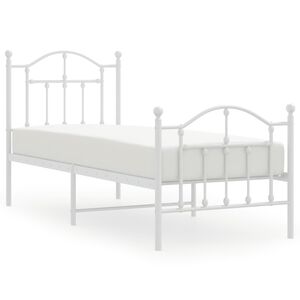 vidaXL Giroletto con Testiera e Pediera Metallo Bianco 75x190 cm