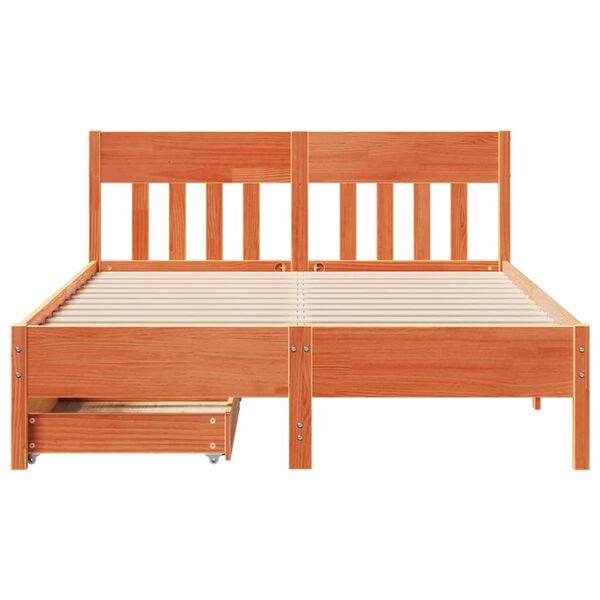 vidaXL Letto senza Materasso Marrone Cera 120x200 cm in Legno di Pino