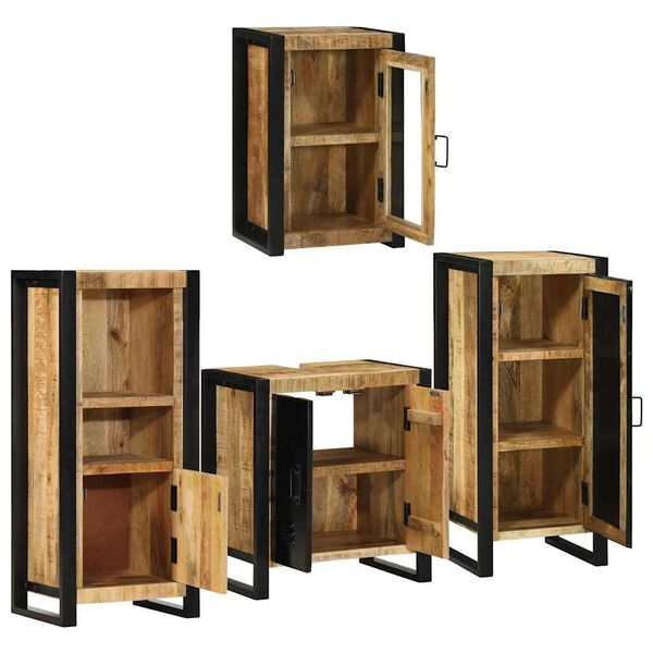 vidaXL Set di mobili per il bagno 4 pcs Legno di Mango Massello