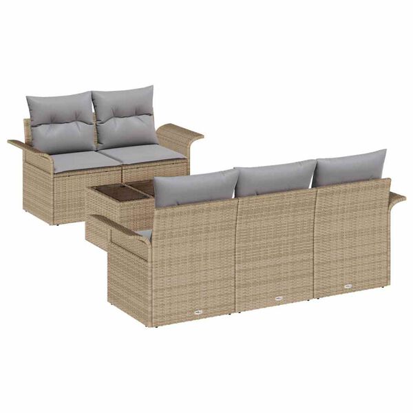 vidaXL Set di divani con cuscino 6 pcs Beige polyrattan