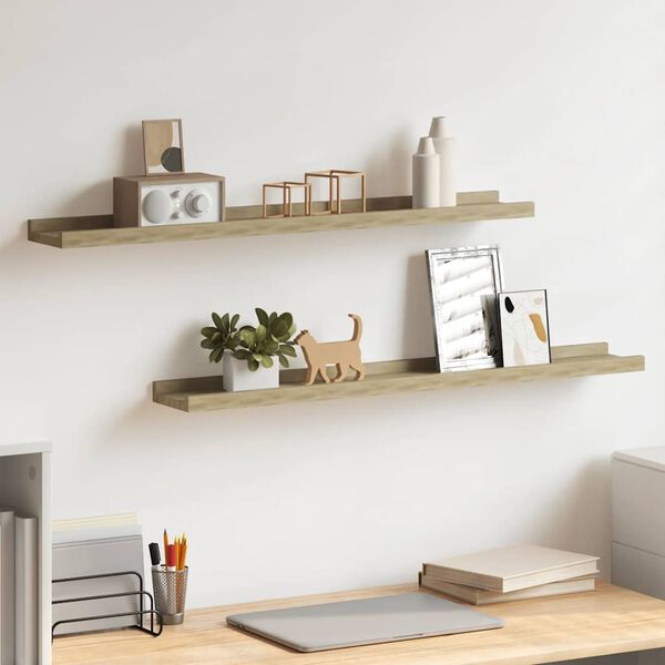 vidaXL Mensole da parete 2 pz in rovere Sonoma 80x9x3 cm