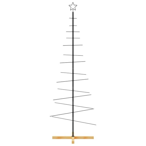 vidaXL Albero di Natale in Metallo con Base in Legno Nero 180 cm