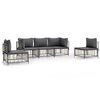vidaXL Set Divani da Giardino 5 pz con Cuscini Antracite in Polyrattan