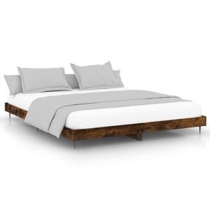 vidaXL Giroletto senza Materasso Rovere Fumo 200x200 cm in Truciolato