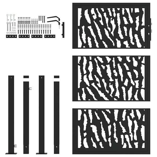 vidaXL Cancello da giardino nero 100x150 cm in acciaio con design a traliccio