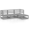 vidaXL Set Divani da Giardino 4 pz Grigio in Legno Massello di Pino