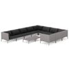 vidaXL Divani da Giardino 11 pz con Cuscini in Polyrattan Grigio Scuro