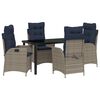 vidaXL Set da Pranzo per Giardino 5 pz Grigio e Nero Rattan
