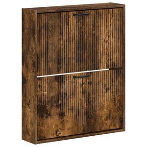 vidaXL Mobiletto per Scarpe da Muro HOORN 71 x 17 x 86 cm Rovere Fumo