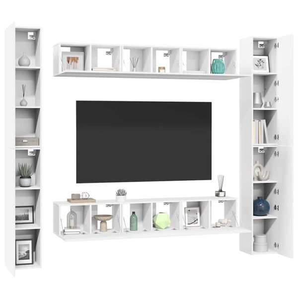 vidaXL Set Mobili Porta TV 6 pz Bianco in Legno Multistrato