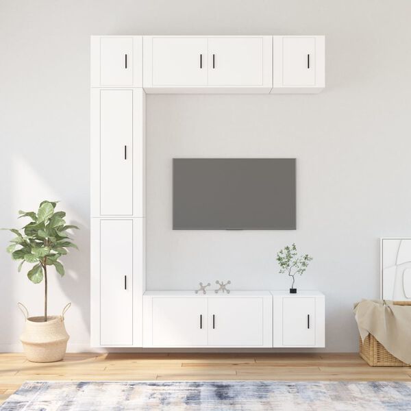 vidaXL Set di Mobili Porta TV 7 pz Bianco in Legno Multistrato