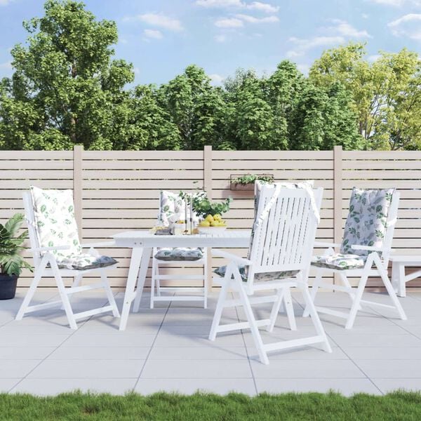 vidaXL Cuscini Sedia Schienale Alto 4 pz Motivo Foglie Tessuto Oxford