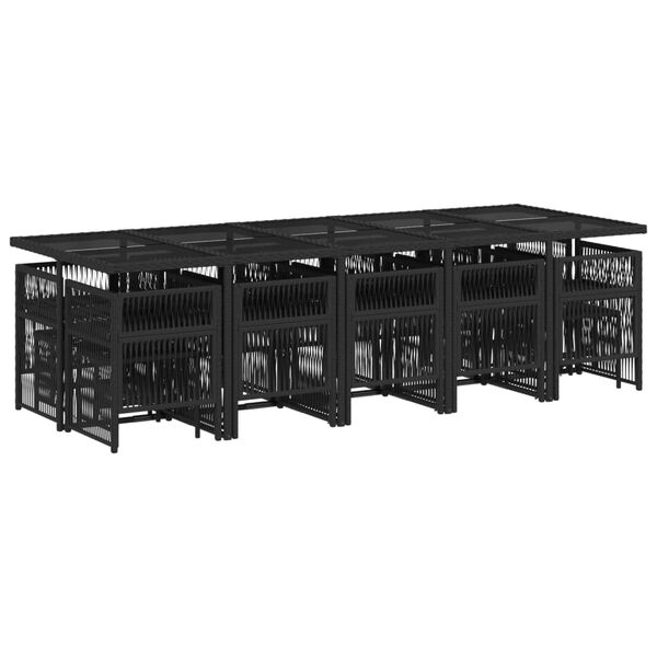 vidaXL Set da Pranzo da Giardino 15 pz con Cuscini Nero in Polyrattan