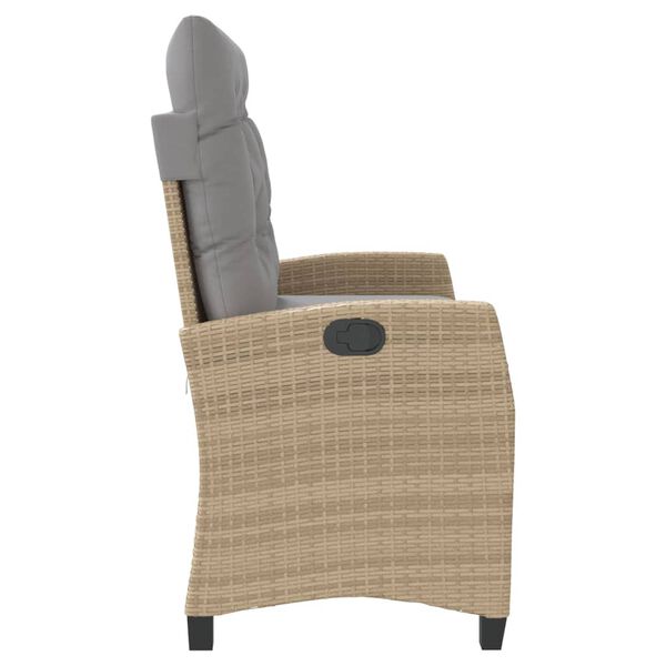 vidaXL Panca Reclinabile da Giardino con Cuscini Beige in Polyrattan