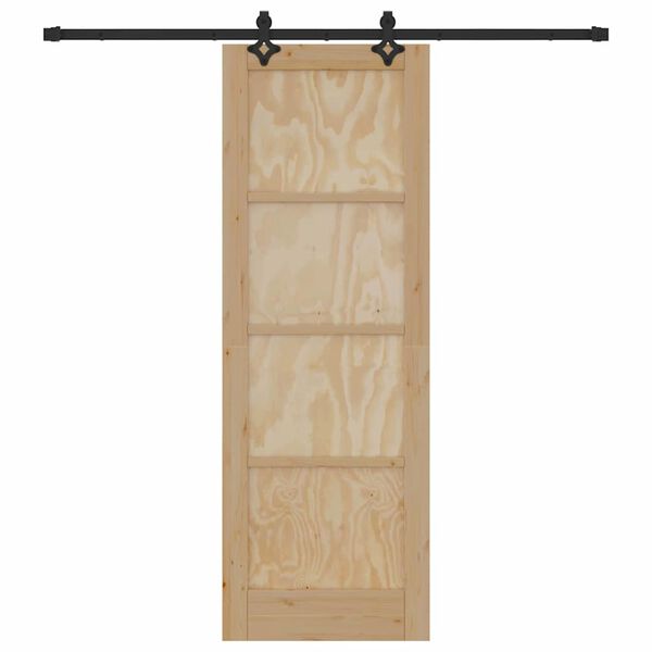 vidaXL Porta scorrevole Naturale e Nero 73,5 x 211 cm Pino massello