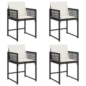 vidaXL Sedie da Giardino con Cuscini 4 pz Nere in Polyrattan