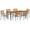 vidaXL Set da Pranzo per Giardino 7 pcs Grigio e Marrone polyrattan