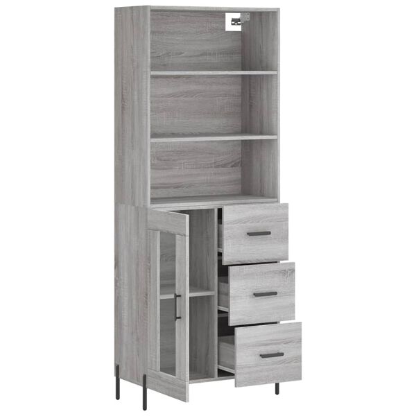 vidaXL Credenza Grigio Sonoma 69,5x34x180 cm in Legno Multistrato