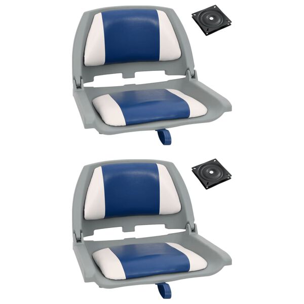 vidaXL Set Sedile per Barca Pieghevole 4pz con Cuscino Blu-Bianco