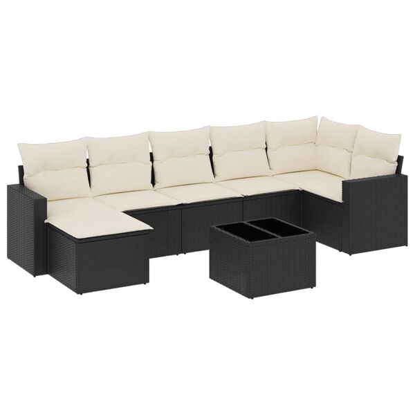 vidaXL Set Divani da Giardino con Cuscini 8 pz Nero in Polyrattan